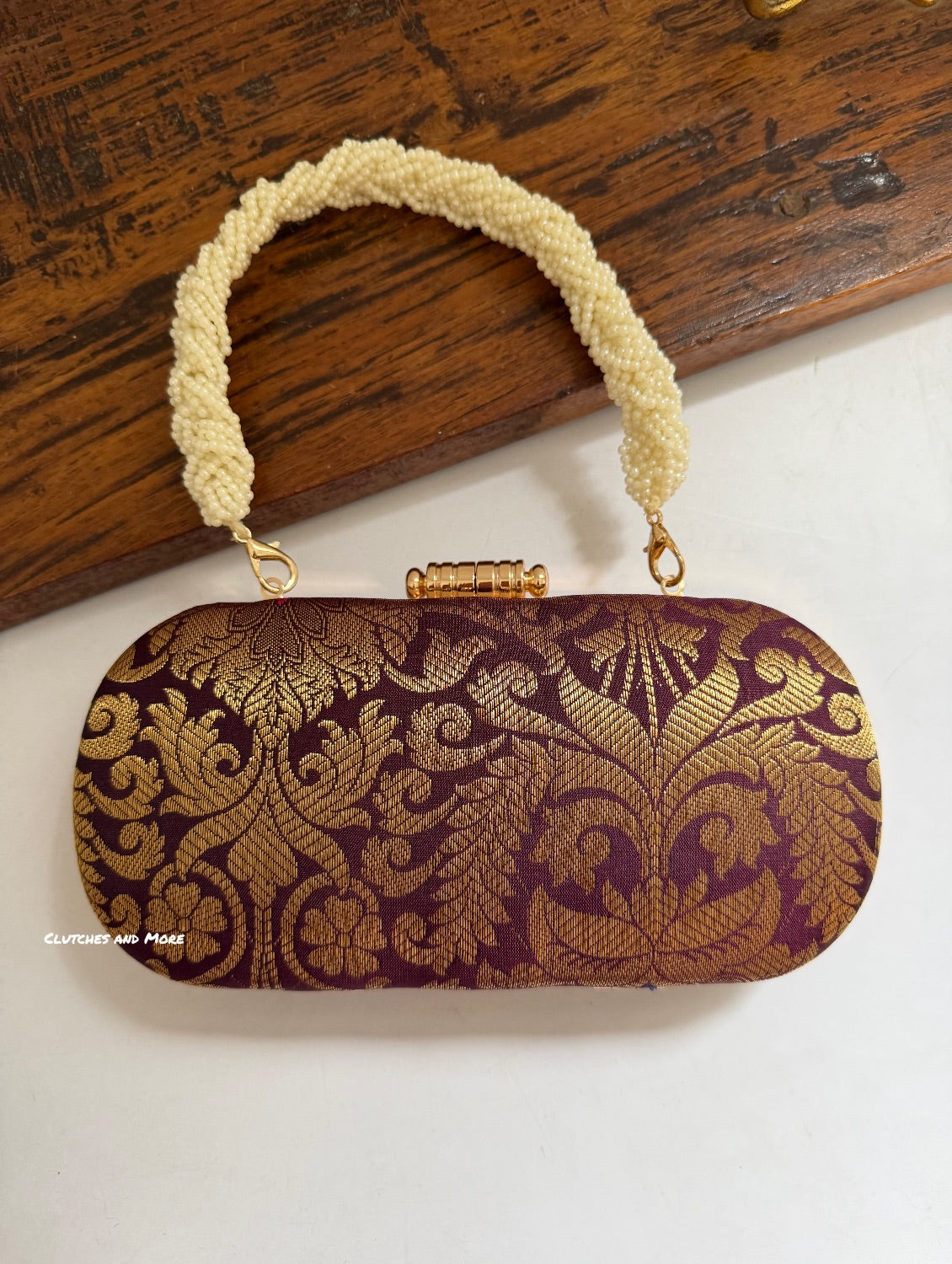 Adaa Banarsi Clutch Wine