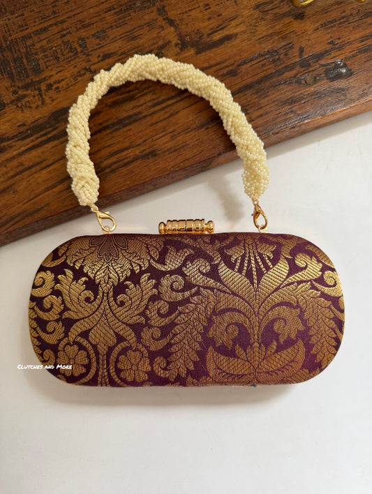 Adaa Banarsi Clutch Wine