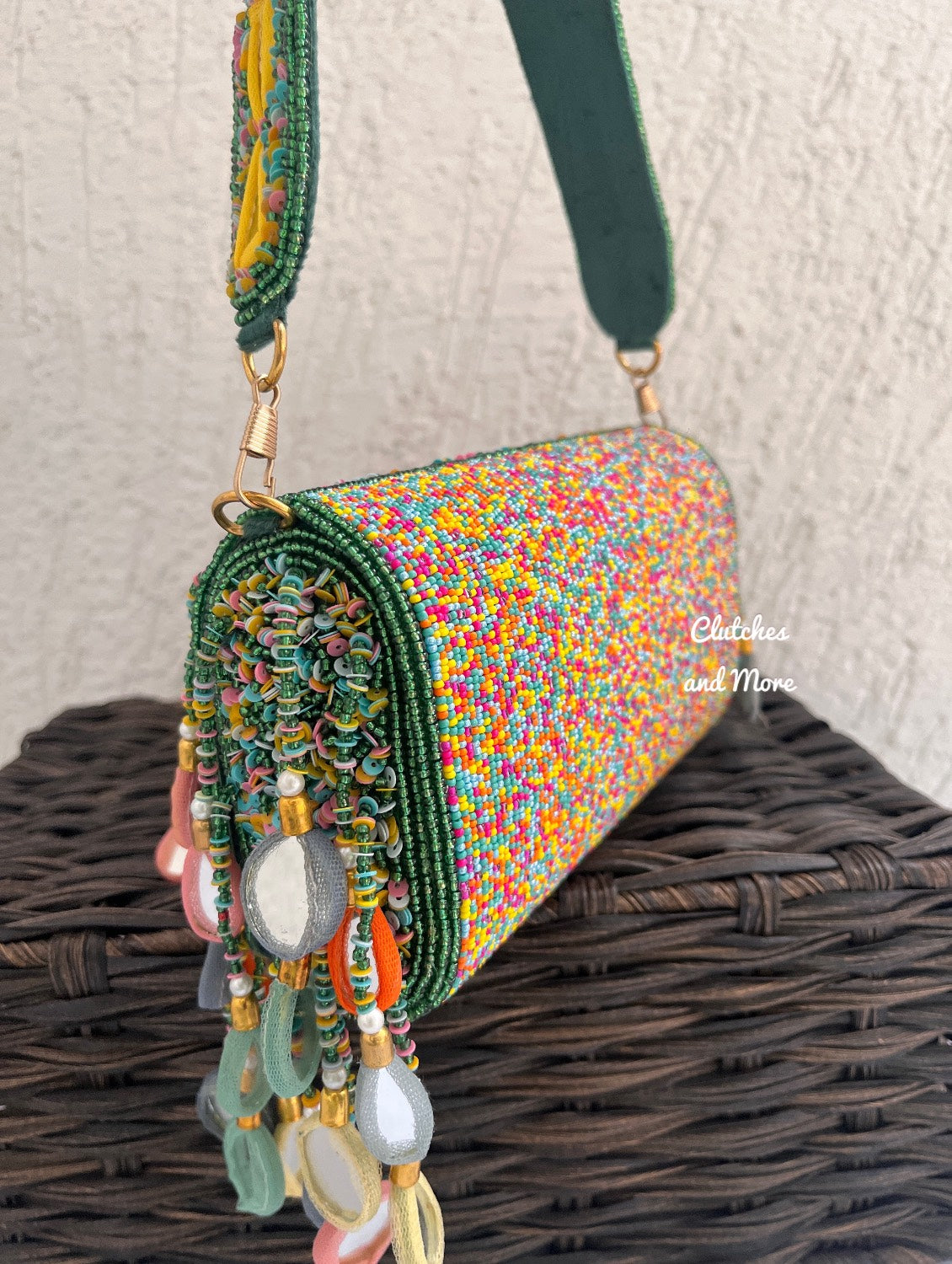 Mirror Flap Bag Multicolored ( Green Base )