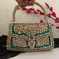 Mehnaaz Kundan Brass Clutch Green Gold