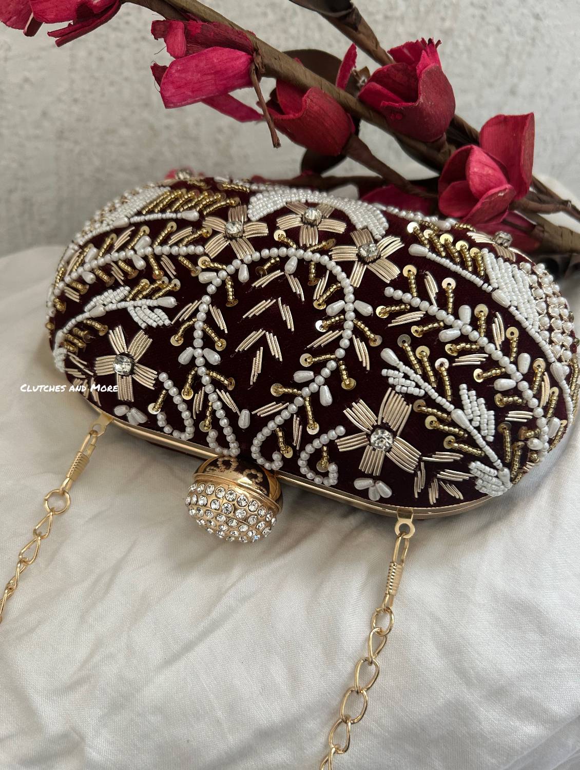 Aarohi Dark Maroon Capsule Clutch
