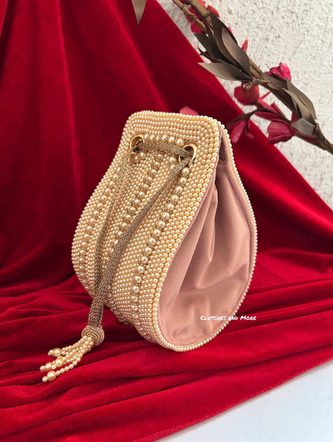 Pearl Droplet Bag Rose Gold