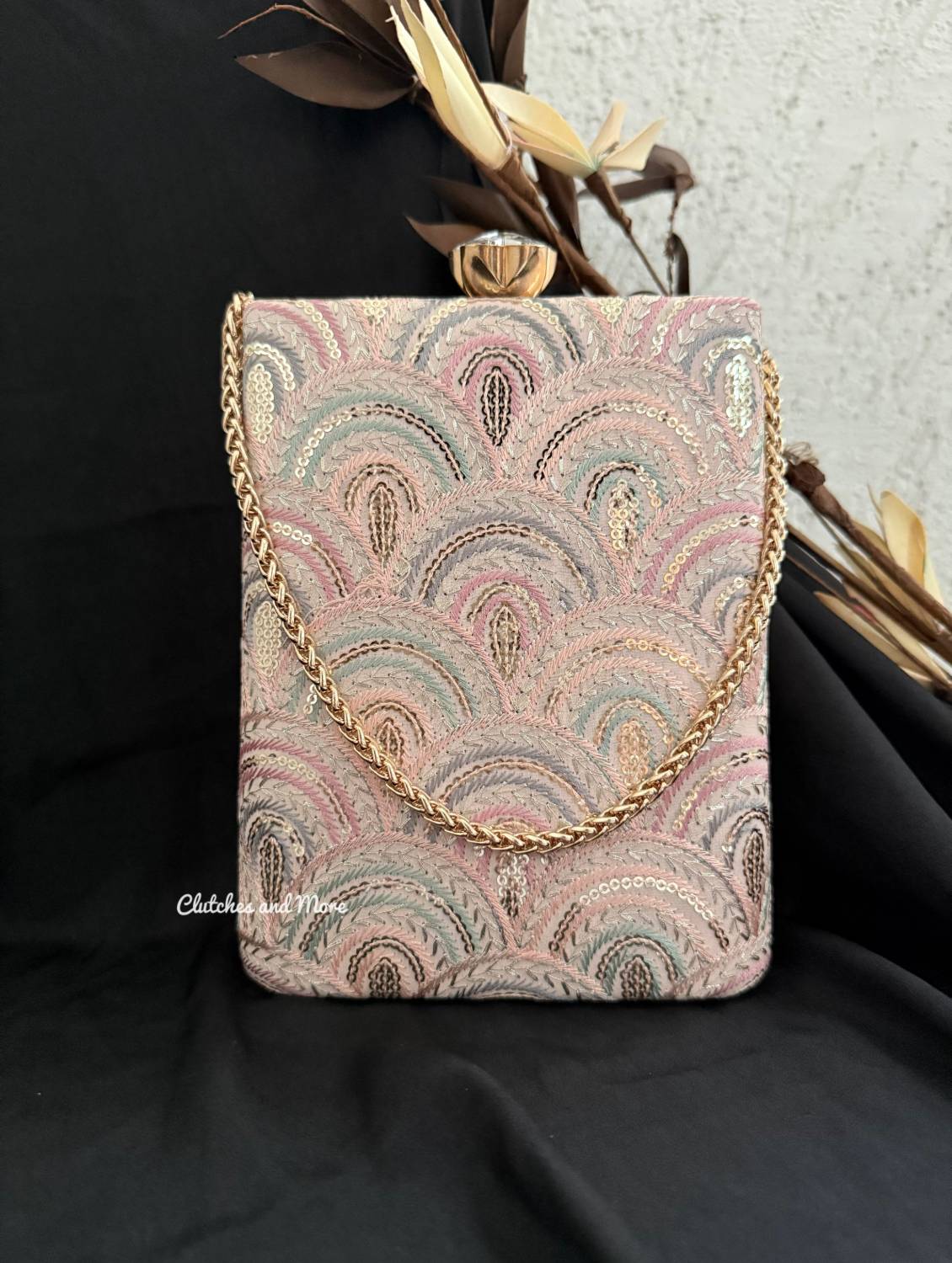 Ibadat Chikankari Bag Peach