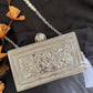 Mother of pearl luxury  silver clutch with tassel