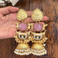 Lubna Gold Pink Jhumkas