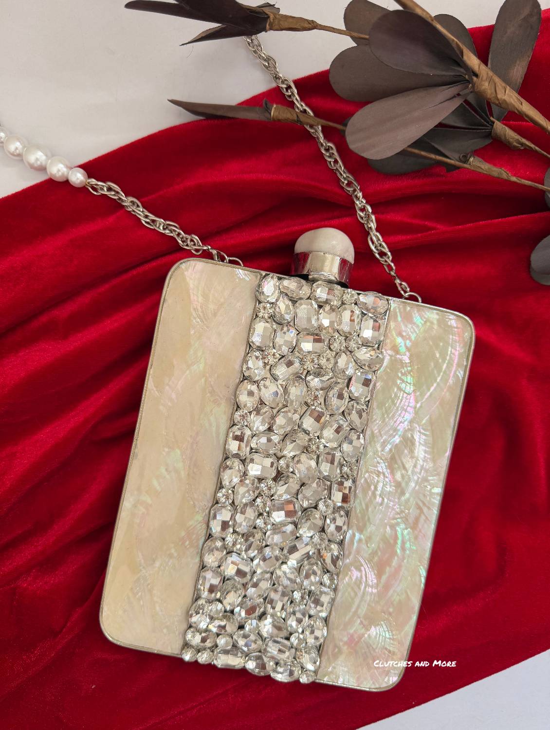Mother of Pearl luxury clutch Silver