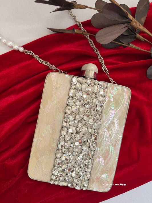 Mother of Pearl luxury clutch Silver