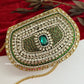 Kashish Kundan Brass Clutch Gold Green