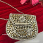 Kasika Kundan Brass Clutch Mini Silver