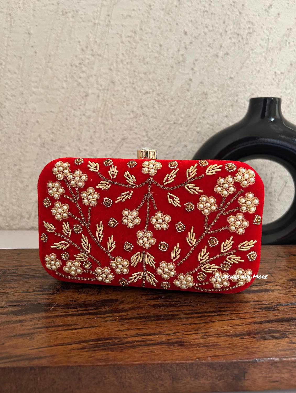 Maahi Red Handwork Clutch Bag