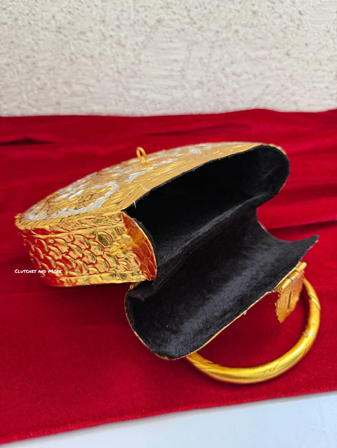 Gold Silver Brass Clutch With Handle