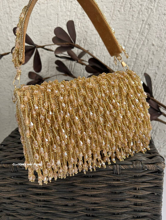 Anamika Gold Crystal Flap Bag