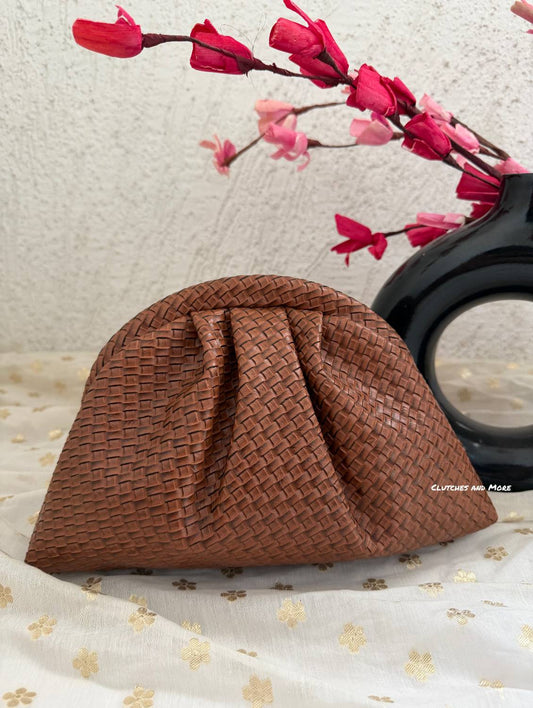 Woven Batua Bag Tan Brown