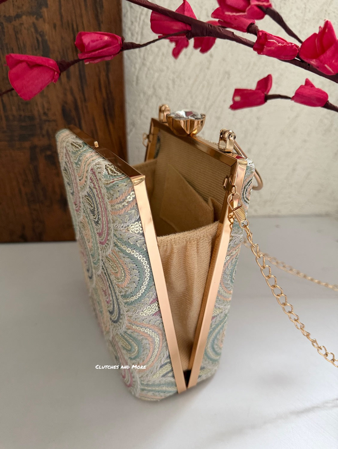 Rainbow Lakhnawi Chikankari Bag White