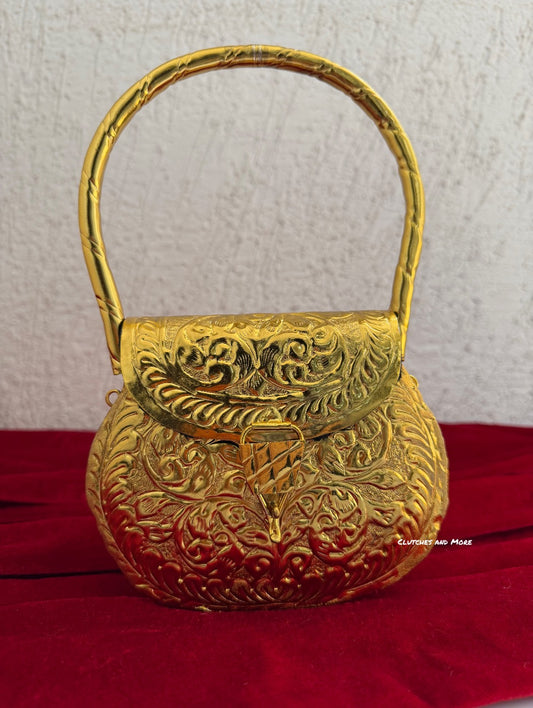 Ridhima Brass Clutch Gold