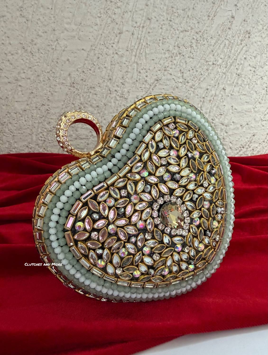 Kiana Kundan Heart Clutch Mini Multicolored