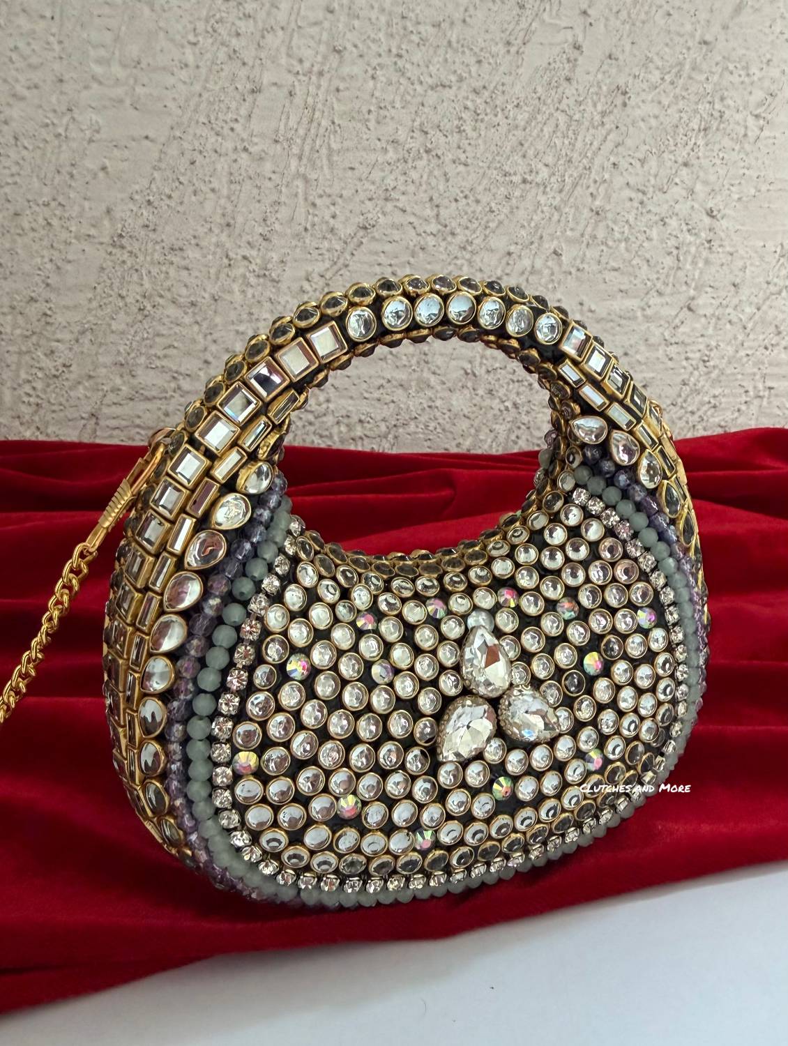 Kiana Kundan Clutch Mini Multicolored
