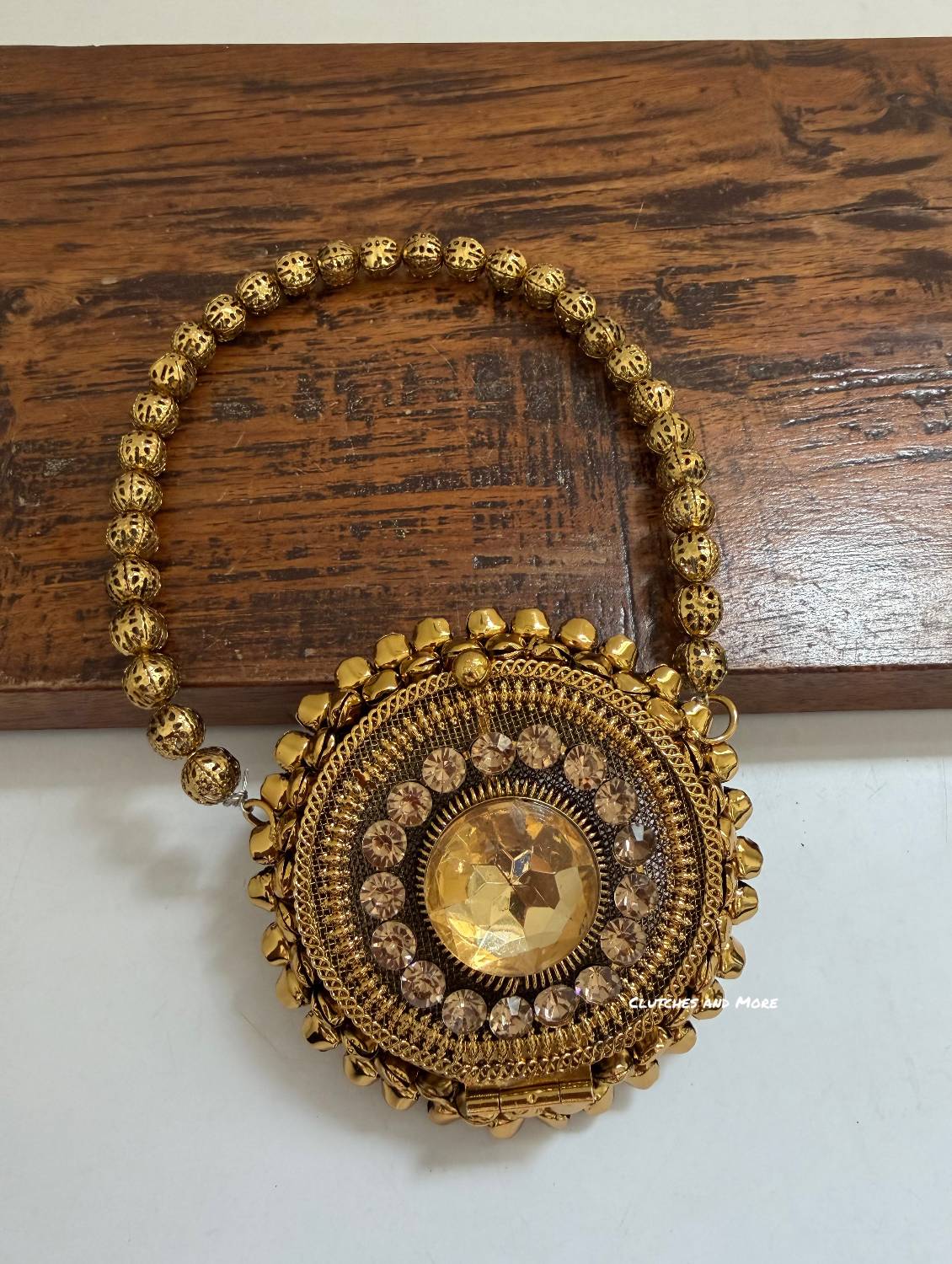Mini Metal Round Ghunghroo Bag Gold