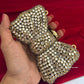 Kiana Kundan Bow Clutch Nude Gold