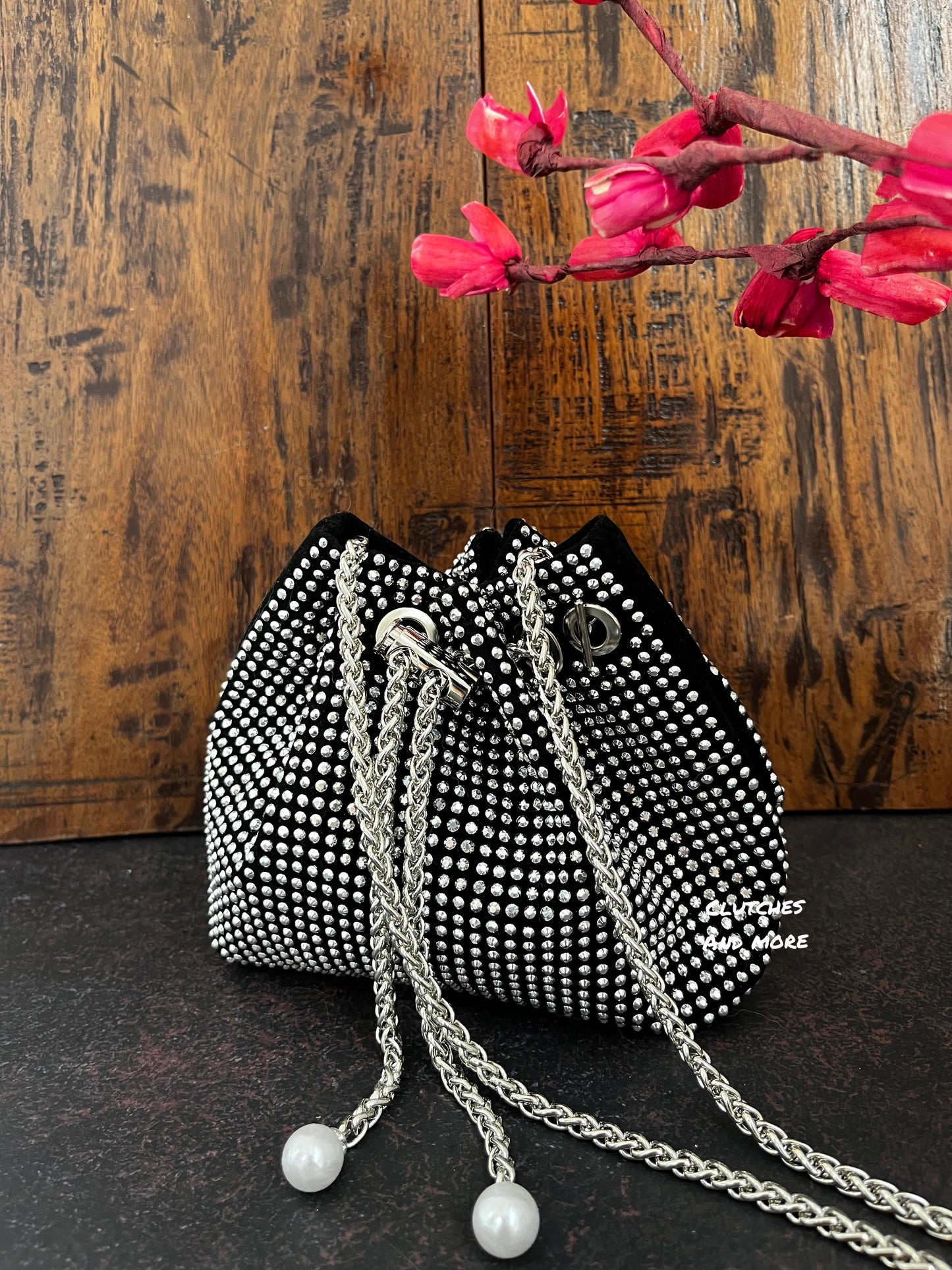 Silver and Black Bucket Bag