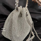 Silver Rhinestone Bucket Bag with Handle