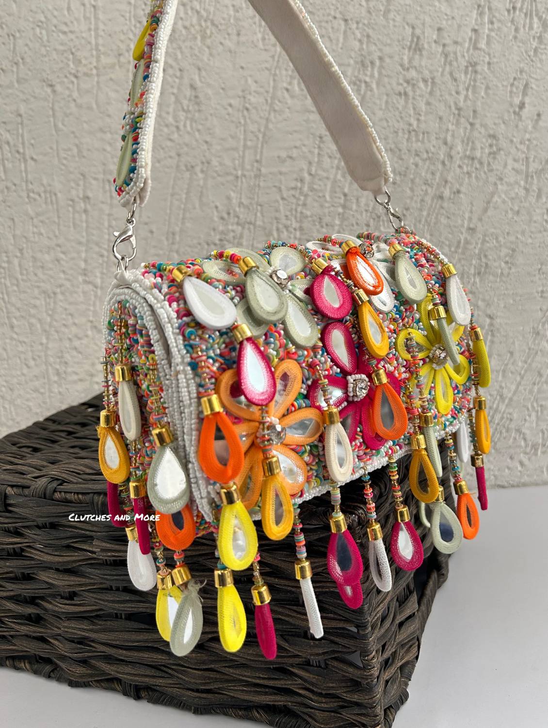 Mirror Flap Bag Multicolored ( White base)