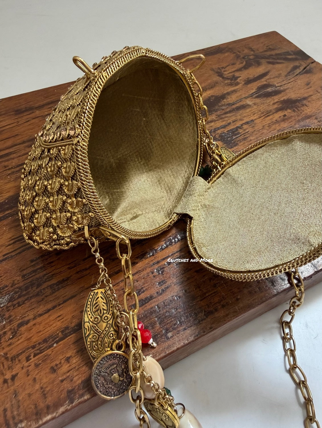 Noor Brass Mini Dark Gold Clutch