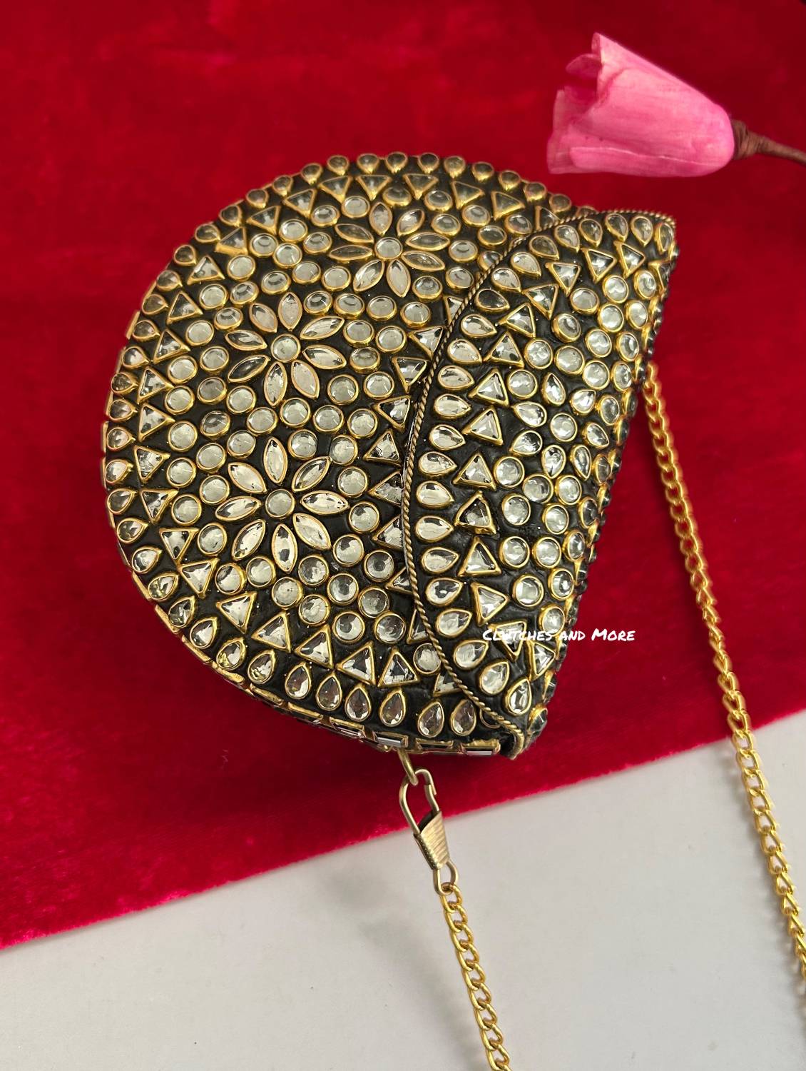 Kasika Kundan Brass Mini Clutch