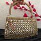 Mehnaaz Kundan Brass Clutch Green Gold