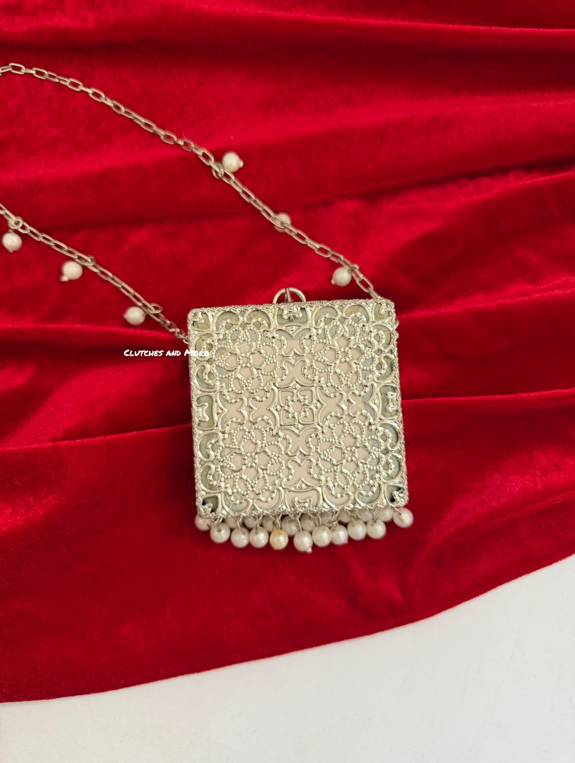 Mumtaz Mini Metal Jaal Bag Silver
