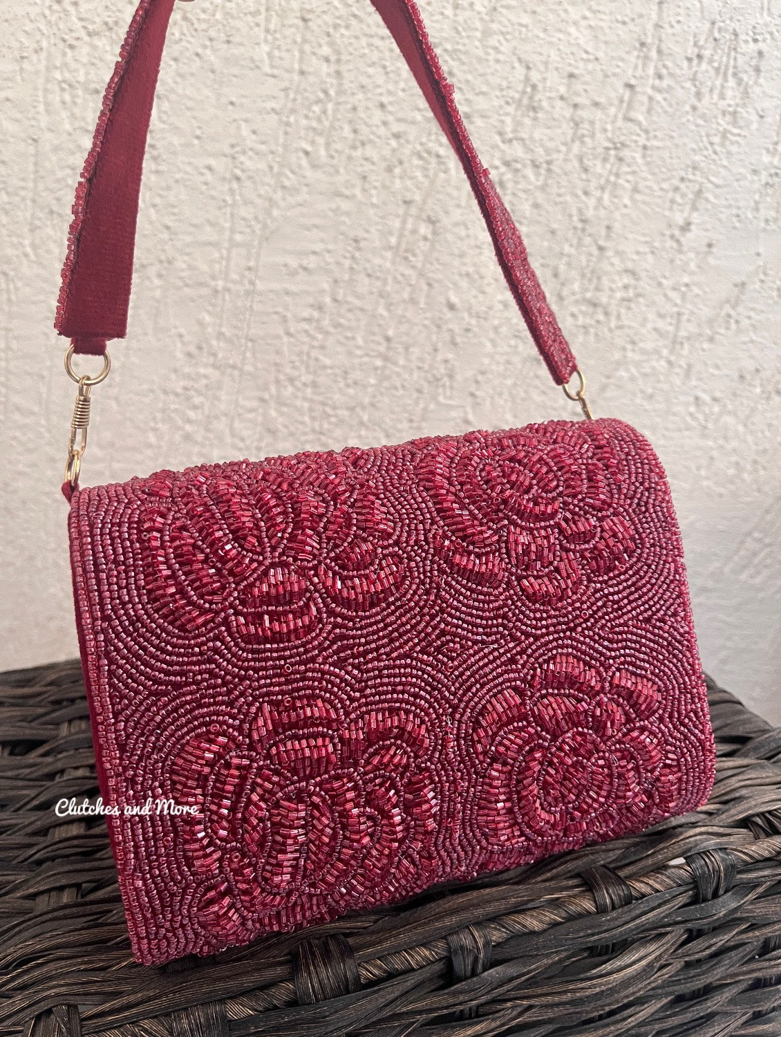 Rose Flap Bag Maroon