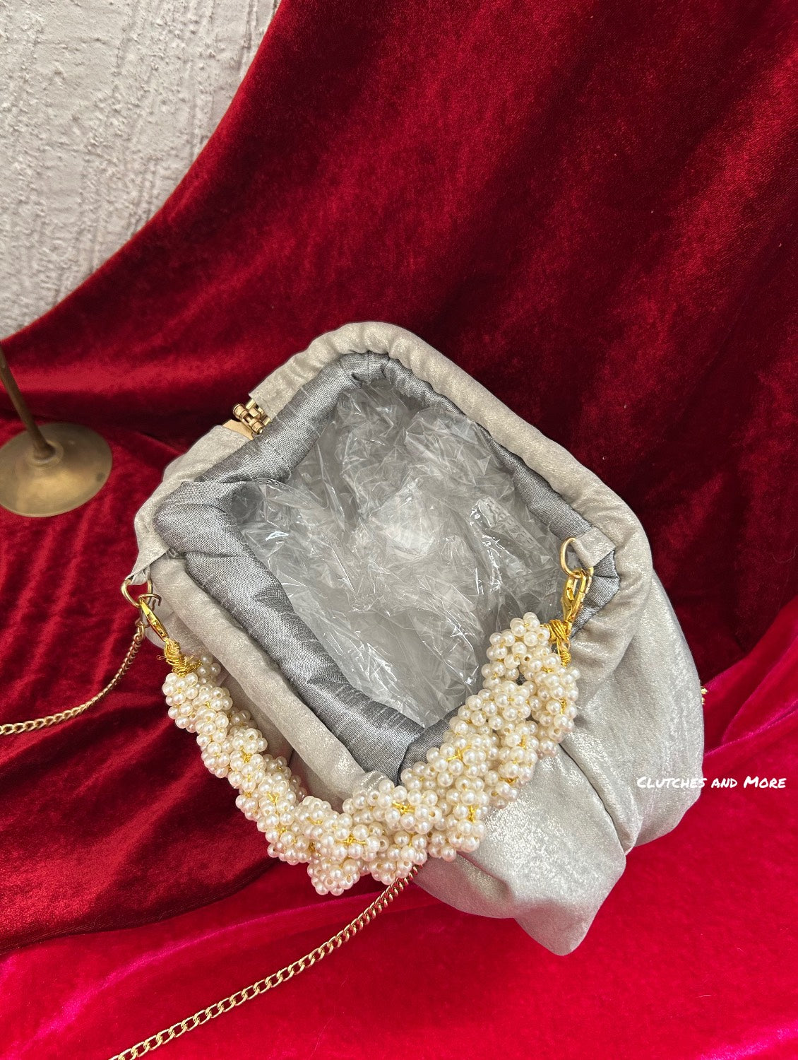 Kundan Batua Bag Silver