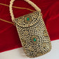 Kasika Kundan Mobile Bag Green Gold