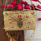 Jharoka Kundan Brass Clutch Gold
