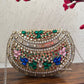 Kasika Kundan Brass Clutch Multicolored