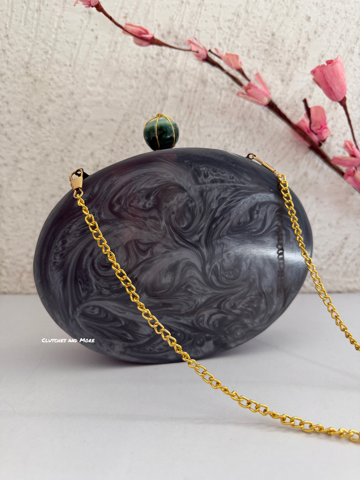 Moonstone Royal Resin Clutch Dark Grey