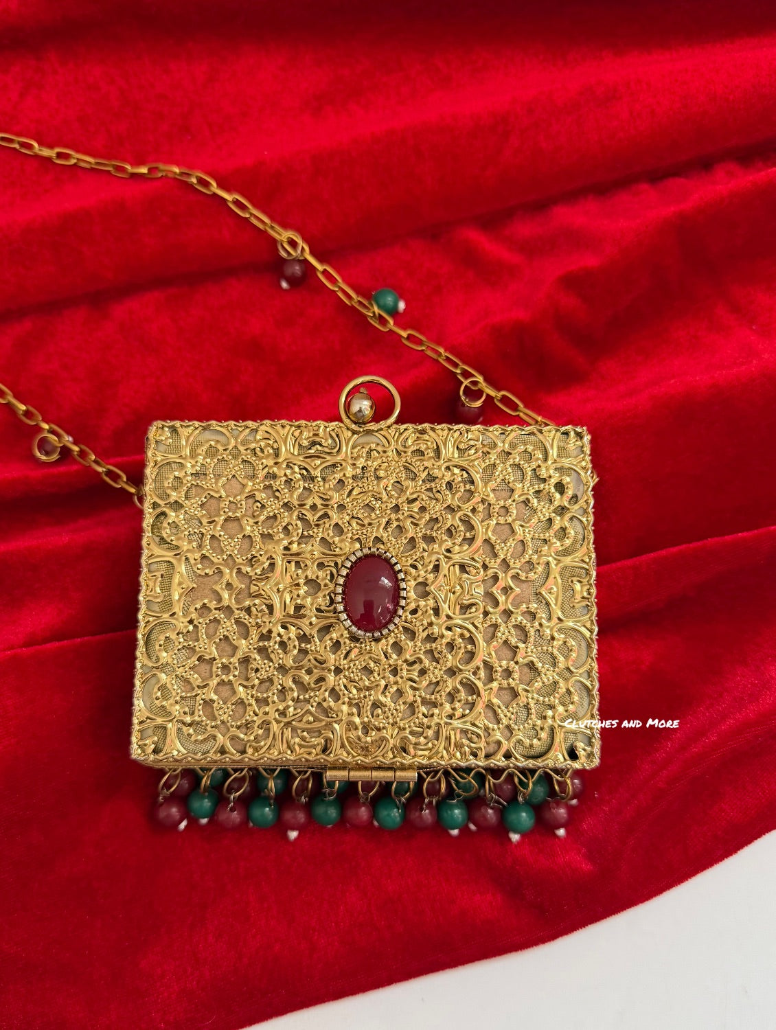 Mumtaz Mini Metal Jaal Bag Gold Multi