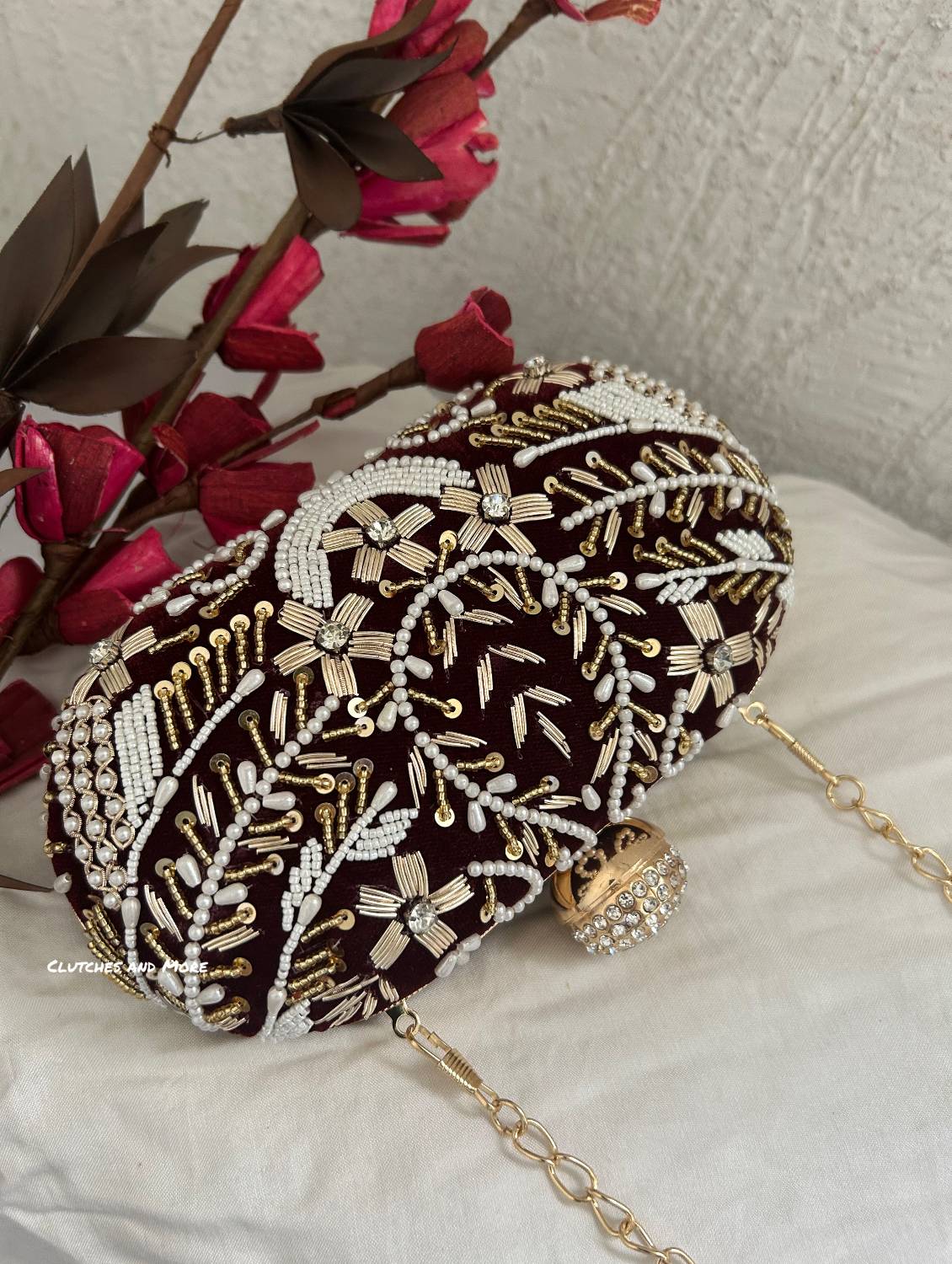 Aarohi Dark Maroon Capsule Clutch