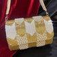 Gold White Flap Clutch