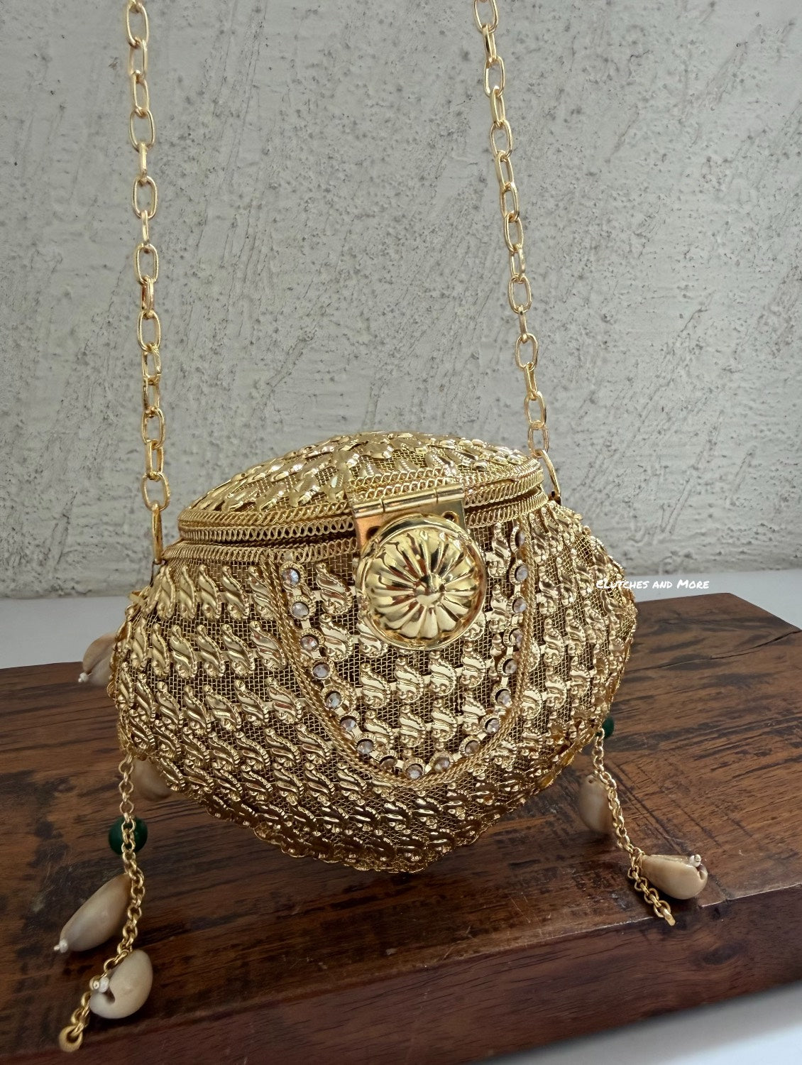 Noor Brass Mini Gold Clutch