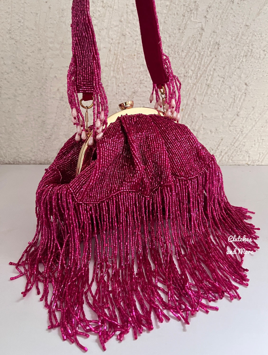 Pink Batua Bag with Tassles