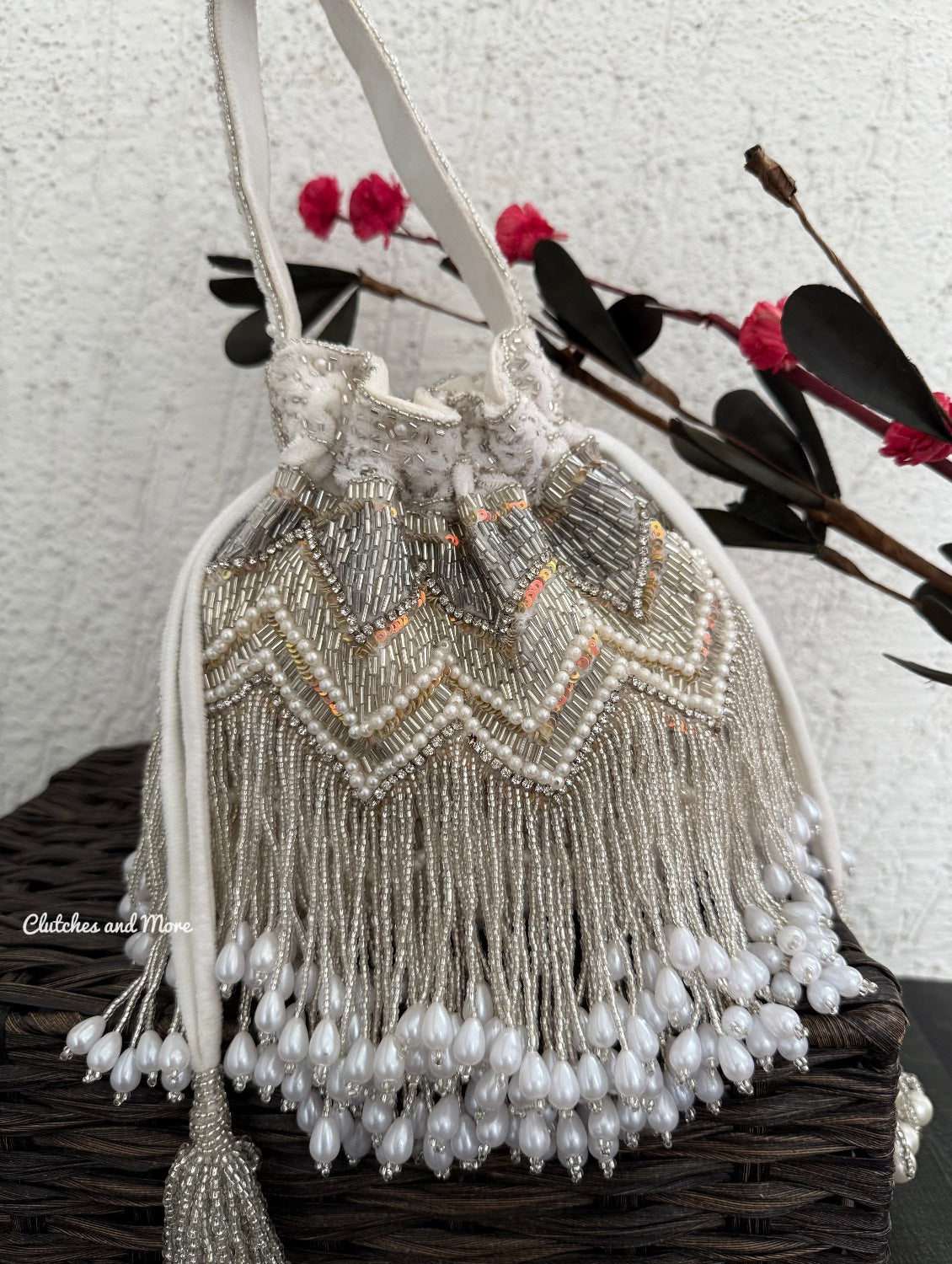 Premium Jhumka Potli White Silver