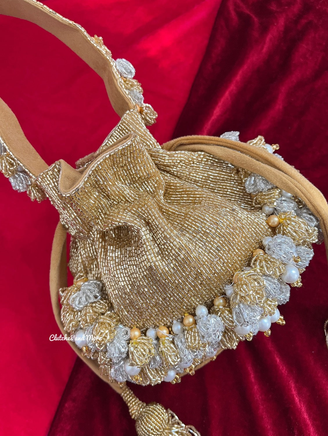 Luxury Gold Silver Bucket Potli