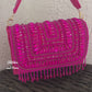 Pink Stone and Crystal Flap Bag