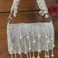 White Pearl Droplets Flap Bag