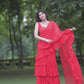 Red Georgette Pre Draped Saree by Dorie