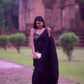 Black Crushed  Ready to Wear Saree Lehenga by Dorie