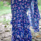 Blue Floral Pre draped saree by Dorie