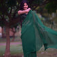 Bottle Green Crushed  Ready to Wear Saree by Dorie