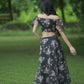 Black Floral Organza Lehenga by Dorie